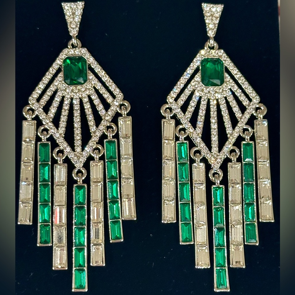 Vince Camuto Chandelier Earring Sterling Silver Green